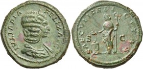 Julia Domna, Augusta, 193-217. As (Copper, 26 mm, 15.04 g, 6 h), struck during the reign of her son Caracalla, Rome, 213. IVLIA PIA FELIX AVG Draped b...