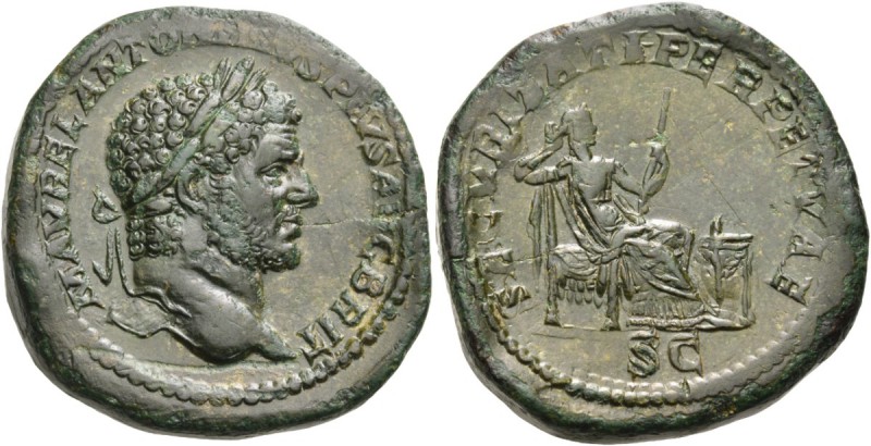 Caracalla, 198-217. Sestertius (Orichalcum, 33 mm, 28.95 g, 1 h), Rome, 211-213....