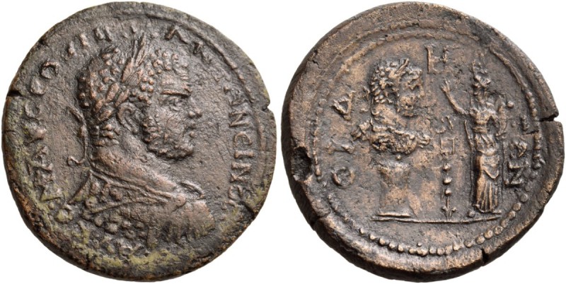 PAMPHYLIA. Side. Caracalla, 198-217. 4 Assaria (Bronze, 34 mm, 22.54 g, 7 h), c....