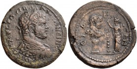 PAMPHYLIA. Side. Caracalla, 198-217. 4 Assaria (Bronze, 34 mm, 22.54 g, 7 h), c. 215/6-217. AY K C M AY CEOYHPOC ANTΩNEINOC Laureate, draped and cuira...