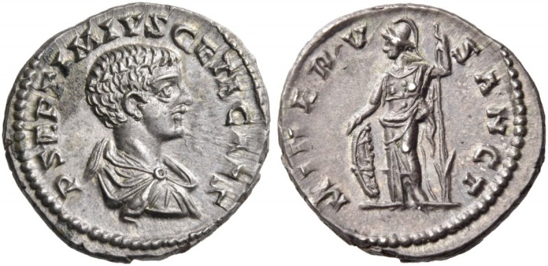 Geta, as Caesar, 198-209. Denarius (Silver, 19 mm, 3.53 g, 12 h), Laodicea ad Ma...