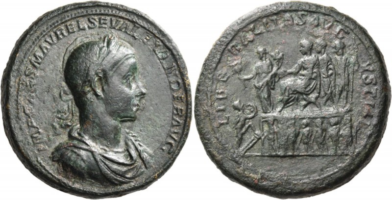 Severus Alexander, 222-235. Medallion (Bimetallic copper and orichalcum), 38 mm,...