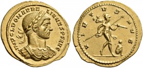 Aurelian, 270-275. Aureus (Gold, 22 mm, 4.49 g, 11 h), Medio­ lanum, 3rd emission, 271-272. IMP C L DOM AURELIANVS P F AVG Laureate and cuirassed bust...