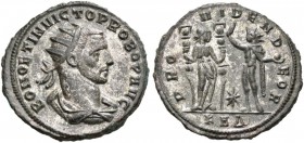Probus, 276-282. Antoninianus (Billon, 23 mm, 4.41 g, 12 h), Serdica, 4th officina, 276. BONO ET INVICTO PROBO P AVG Radiate, draped and cuirassed bus...
