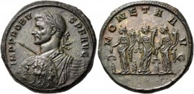Probus, 276-282. Medallion (Bronze, 30 mm, 22.89 g, 12 h), Rome, 281-282. IMP PROBVS P F AVG Laureate, draped and cuirassed bust of Probus to left, ho...