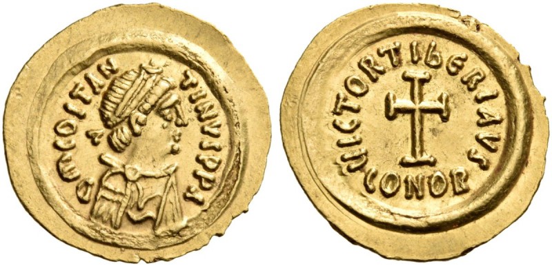 Tiberius II Constantine, 578-582. Tremissis (Gold, 17 mm, 1.51 g, 6 h), Ravenna....