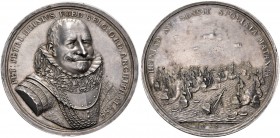 NETHERLANDS. The Dutch Republic. Medal (Silver, 60 mm, 92.04 g, 12 h), on the capture of the Spanish treasure fleet at Matanzas, by the Dutch under Ad...