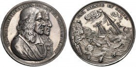 NETHERLANDS. The Dutch Republic. Medal (Silver, 47 mm, 43.18 g, 12 h), on the murder of the De Witt brothers, 1672. ILLVSTRISSIMI.FRATRES.IOHAN:ET.COR...