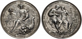 NETHERLANDS. The Dutch Republic. Plaquettepenning (Silver, 75 mm, 82.49 g, 12 h), marriage medal, by P. van Abeele, c. 1655- 1657, but possibly a reis...