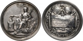 NETHERLANDS. The Dutch Republic. Plaquettepenning (Silver, 69 mm, 94.39 g, 12 h), on the silver wedding anniversary of Bernard van Vijve and Margareta...