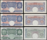 One Pounds (3) Peppiatt B239 prefix K70A AU (light centre fold), B249 blue (2) prefix B29E EF and K81E EF

Estimate: GBP 60 - 100