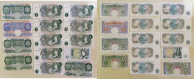 Bank of England 1 Pounds various designs and cashiers circa 1940's to 1980's (14) mixed grades average VF or about to GEF-about UNC comprising Peppiat...
