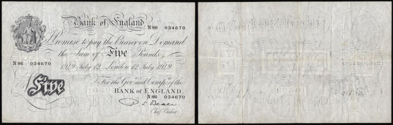 Five Pounds Beale white B270 London 12 July 1949 N86 034670, Pick 344, VF

Est...
