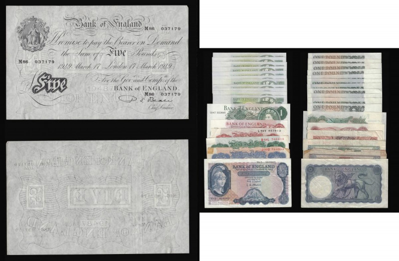 Five Pounds White Beale B270 dated 17th March 1949 M86 037179, EF and pleasing, ...