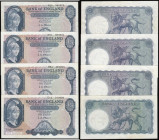Five Pounds O'Brien Lion & Key (4) average VF to about EF comprising B277 Shaded Symbol variety LAST series prefix serial number E13 240808. Along wit...