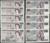Twenty Pounds Gill B355 Shakespeare Reverse a scarce first run consecutive group of 5 notes, 01L 429485 to 01L 429489 inclusive (March 1988) AU to UNC...