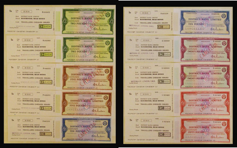 Travellers Cheques District Bank LTD Manchester (10) being two of each &pound;2,...