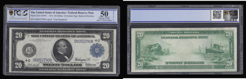 USA 20 Dollars Federal Reserve Note dated 1914 series D6052790A, signed Burke & ...