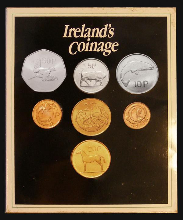 Ireland Specimen Set 1986 (7 coins) comprising 50 Pence, 20 Pence, 10 Pence, 5 P...