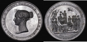 Coronation of Queen Victoria 1838 64mm diameter in White Metal by C. Davis, Obverse: Head of the Queen left, garlanded with roses, thistles and shamro...