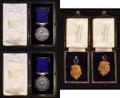 Medals (2) a pair awarded to Dr. Lionel P. Shadbolt comprising a fob-pendant style 9 carat gold inscribed 'FOR GALLANTRY IN SAVING LIFE' , the back in...