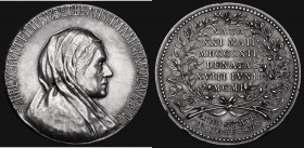 Memorial Medal for Fran Carol Marshall in silver, 40mm diameter ,Obverse: bust left SVRREXERVINT:FILII: EIVS. ET: BEATISSIMAM: PRAEDICAVERVNT, 1882 on...