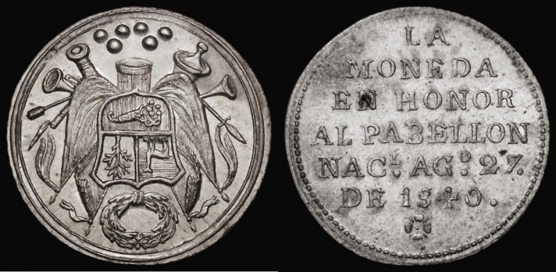 Peru Proclamation medal for the Peruvian Rebellion against the Spanish, 1840, 29...