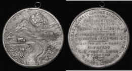 Peru, Opening of the Cuzco mountain road February 1928, 37mm diameter in silver with loop mount at top Obverse: Vehicle on the mountain road, Reverse ...