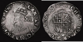 Shilling Charles I Group D, Fourth Bust, type 3a, Obverse with no inner circles, Reverse: Round Garnished shield S.2791 mintmark Crown, 6.01 grammes, ...