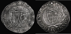 Shilling Commonwealth 1654 ESC 990, Bull 137 Fine with pitted surfaces, comes with ticket stating ' Silver Shilling River Thames Hoard 1995'

Estima...