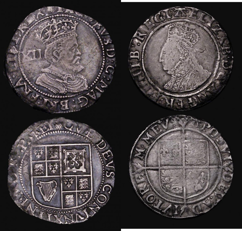 Shillings (2) Elizabeth I Sixth issue Bust 3B S.2577 mintmark A, 6.23 grammes, F...