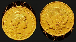 Argentina Gold Argentino 1887 KM#31 VG Ex-Jewellery with mount attached, this not hallmarked, total weight 8.28 grammes

Estimate: GBP 280 - 350