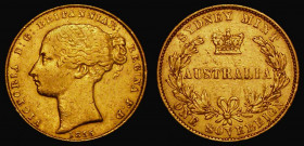 Australia Sovereign 1855 Sydney Branch Mint Marsh 360 Good Fine, rare in all grades, whilst South Australia solved its mid 19th century currency short...