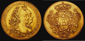 Brazil 6400 Reis Gold 1785R Rio de Janeiro Mint KM#199.2 Good Fine, one of a number of South American early Gold issues offered in this sale 

Estim...