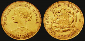Chile 100 Pesos 1958 Santiago Mint KM#175 Lustrous UNC 

Estimate: GBP 800 - 1000