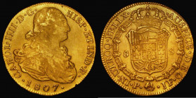 Colombia 8 Escudos Gold 1807 P JF, Popayan Mint Fine/Good Fine, Ex-Jewellery, one of a number of South American early Gold issues offered in this sale...