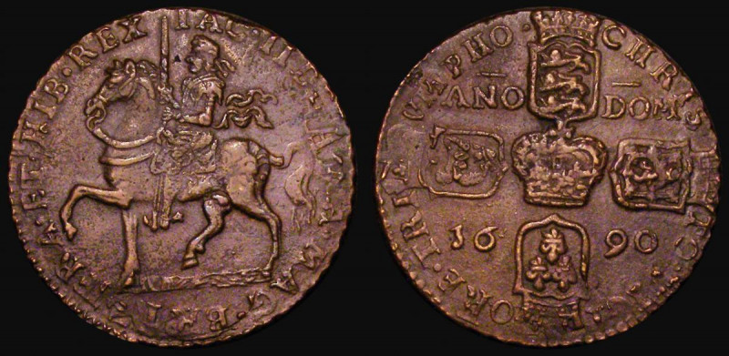 Ireland Crown 1690 Gunmoney, Legend commences to left of the King's Head S.6578,...