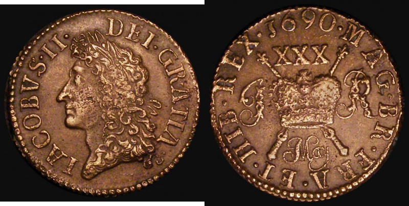 Ireland Halfcrown 1690 May Gunmoney, Small size, S.6580B, Timmins Obverse 2, TB3...