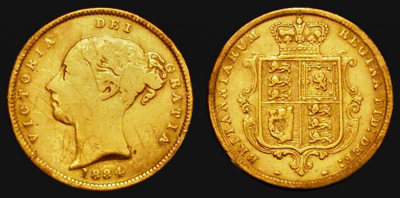 Half Sovereign 1884 Marsh 458, S.3861 VG/Near Fine, Ex-Jewellery 

Estimate: G...