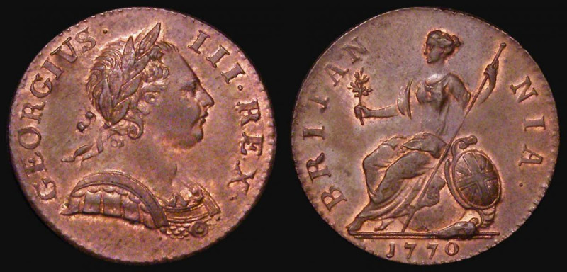 Halfpenny 1770 Peck 893 GEF with traces of lustre

Estimate: GBP 50 - 100