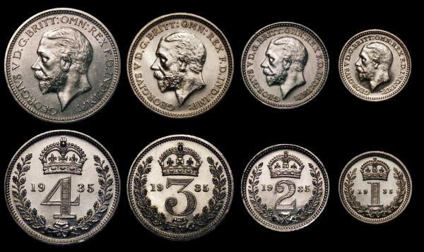 Maundy Set 1935 ESC 2552, Bull 3996 EF to GEF the Threepence and Twopence with s...