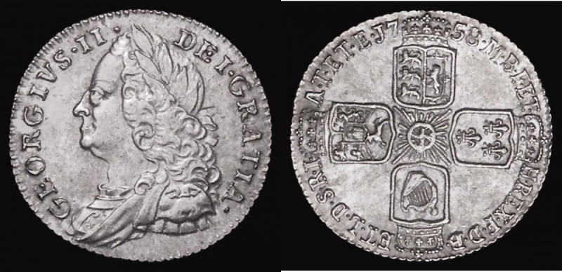 Sixpence 1758 ESC 1623, Bull 1763 About EF

Estimate: GBP 40 - 80