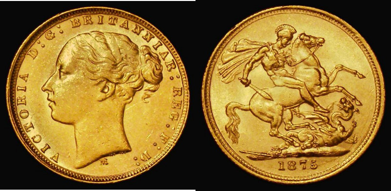 Sovereign 1875M George and the Dragon, Marsh 97, S.3857, EF and lustrous, a most...