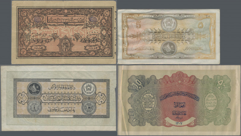 Afghanistan: Kingdom of Afghanistan lot with 11 banknotes, comprising 4x 5 Rupee...