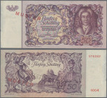 Austria: Österreichische Nationalbank 50 Schilling 1951 SPECIMEN, P.130s with red overprint and perforation ”Muster”, regular serial number on reverse...