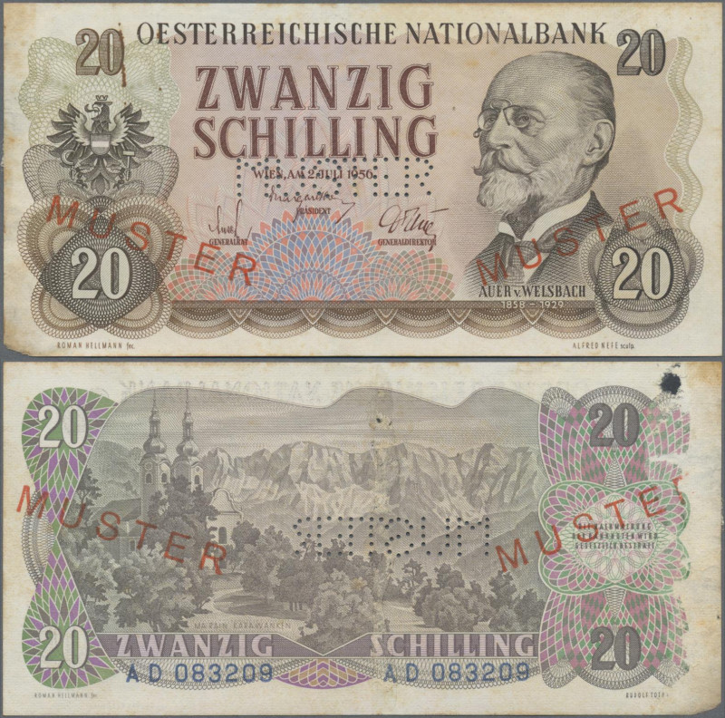 Austria: Österreichische Nationalbank 20 Schilling 1956 SPECIMEN, P.136s with re...
