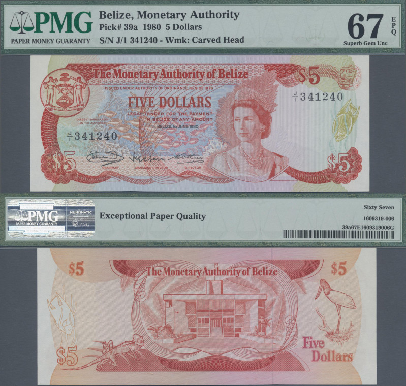 Belize: The Monetary Authority of Belize 5 Dollars 1980, P.39a, excellent condit...
