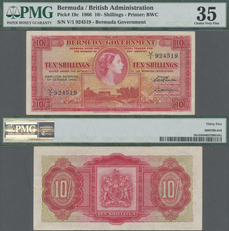 Bermuda: Bermuda Government 10 Shillings 1st October 1966, P.19c, PMG graded 35 ...