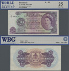 Bermuda: The Bermuda Government 10 Pounds 1964, P.22 with portrait of QEII and signatures Lumsden and Davidson, highest denomination of this series in...