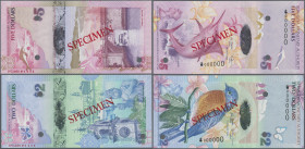 Bermuda: Bermuda Monetary Authority, pair with 2 Dollars 2009 SPECIMEN (P.57as, UNC) and 5 Dollars 2009 SPECIMEN (P.58s, UNC). (2 pcs.)
 [taxed under...